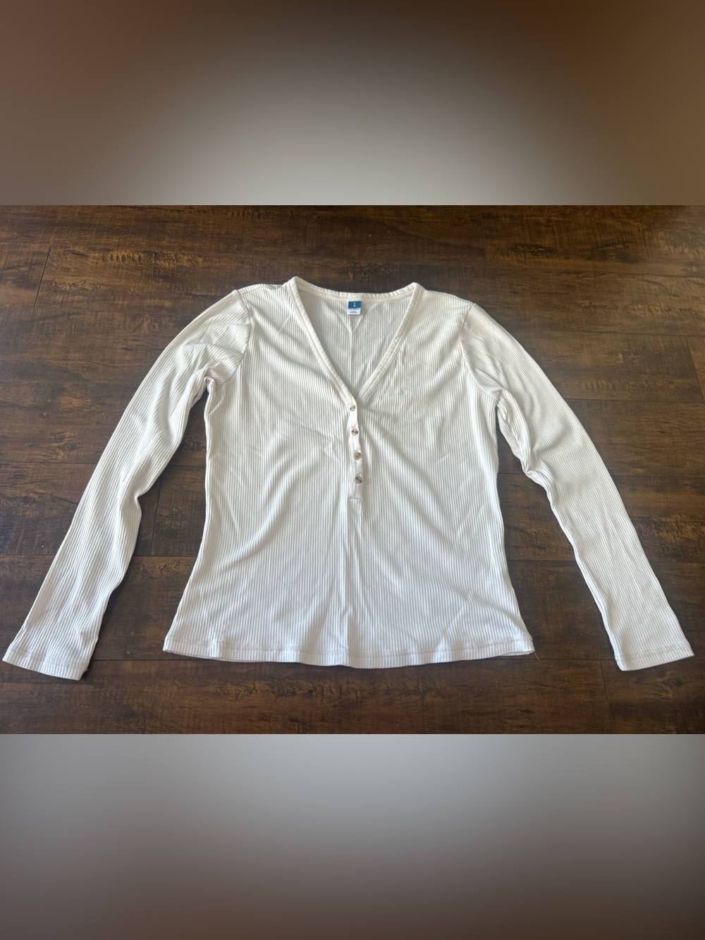 ✨ 3/$25 ✨ Women’s Ribbed Henley Long Sleeve Top in Cream